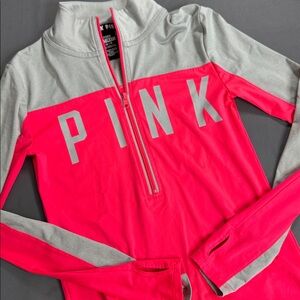 Victoria's Secret Pink and Gray Half-Zip Pullover